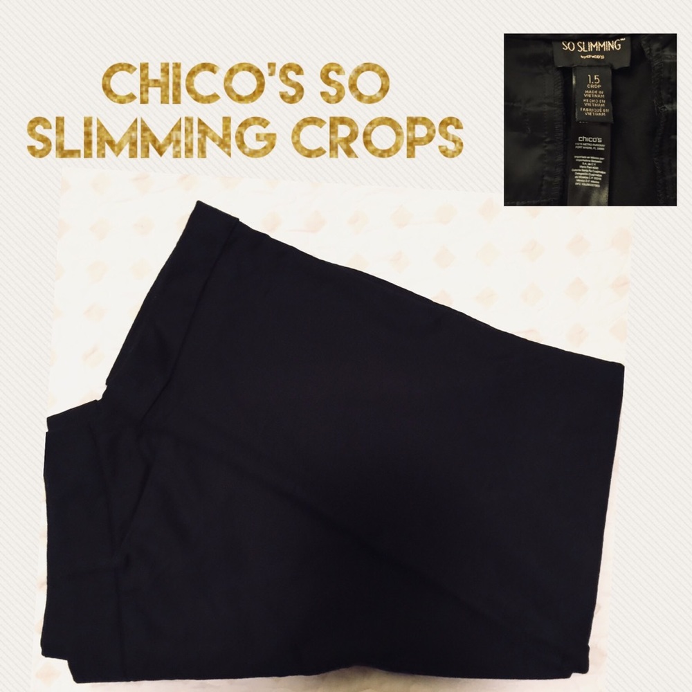 NWOT EUC CHICO’S So Slimming Crop Trousers 1.5/M